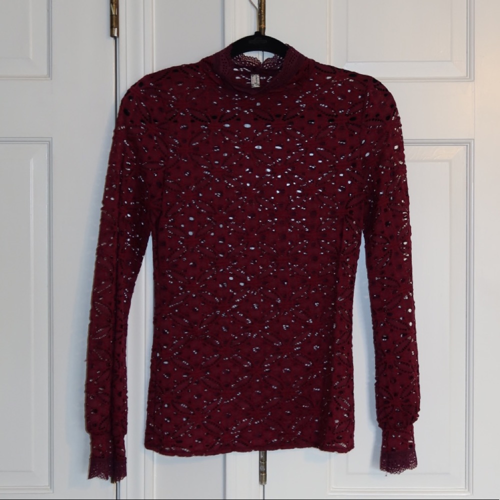 Free People Lace Long Sleeve Blouse
